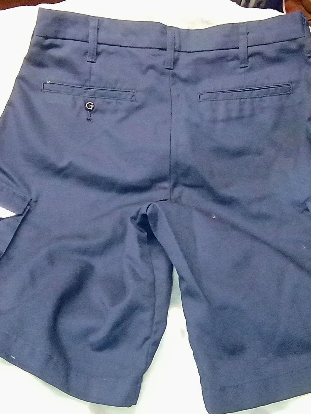 UniFirst Spotlite MV Navy Blue Reflective Striped Cargo Work Shorts Size 32